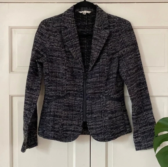 CABI mingle Tweed Textured Long Sleeves Half Zipper Blazer/Jacket Size 10 - Picture 4 of 13